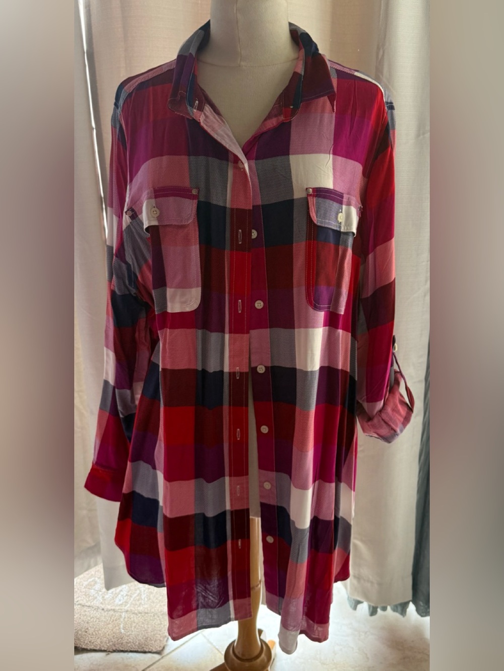 Avenue Men's Plaid Button-Down Shirt - Red, Pink & Navy